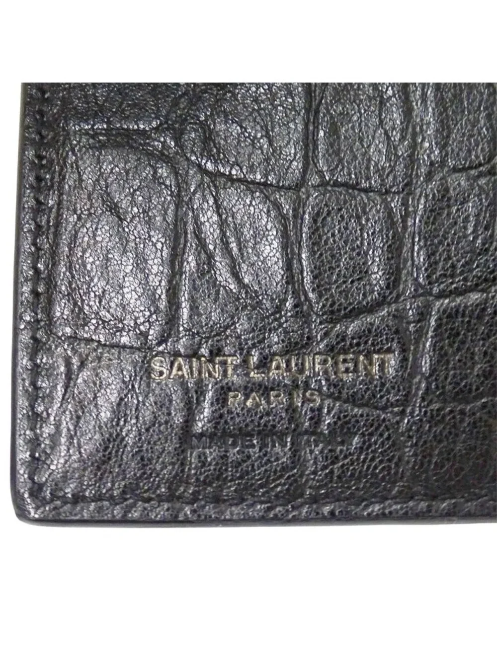 Saint Laurent Wallet Trifold Leather Black Compact Mini Logo Adult - Picture 9 of 15